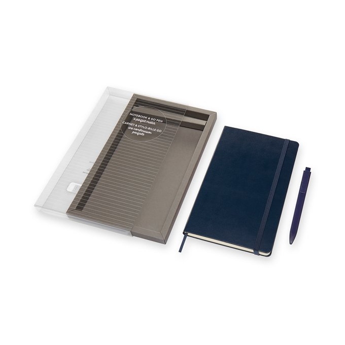 Zápisník Moleskine A5 modrý s GoPen, dárková sada