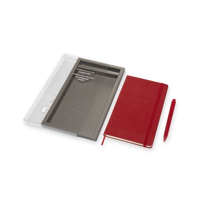 Zápisník Moleskine A5 červený s GoPen, dárková sada