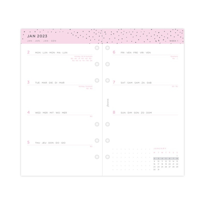 Filofax kompletní náplň Osobní - Confetti edice 2023