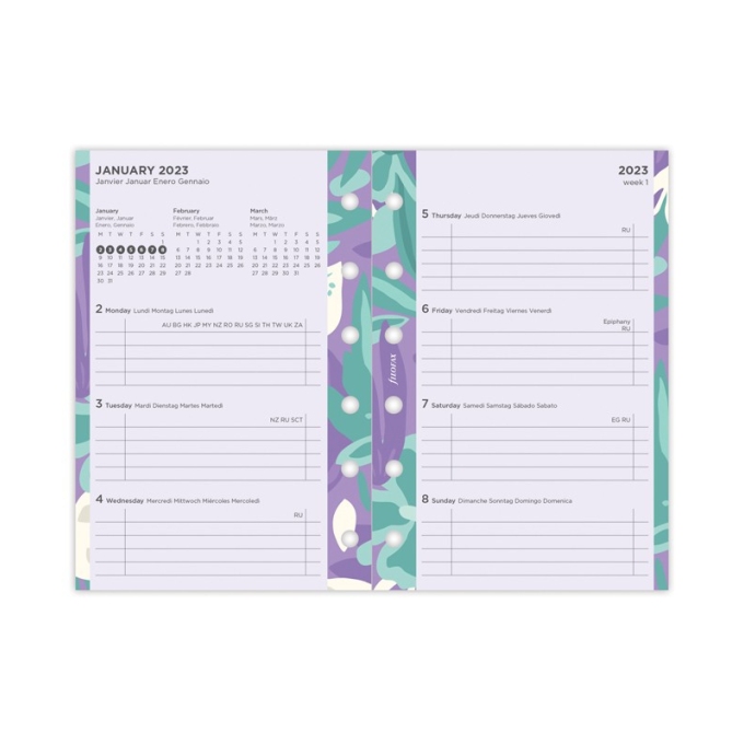 Filofax kompletní náplň kapesní - Floral edice 2023