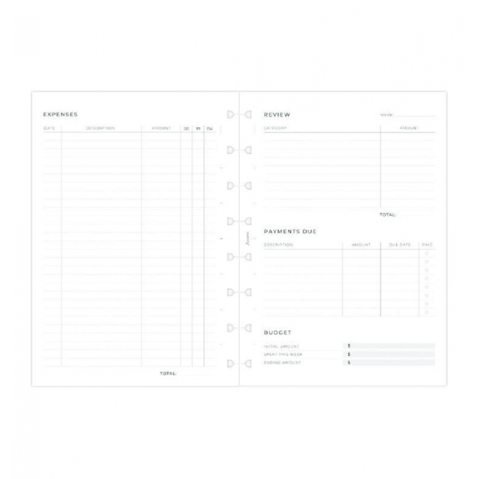 Filofax sledování výdajů do zápisníků A5