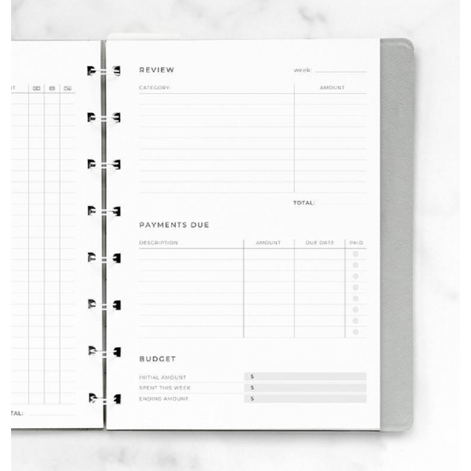 Filofax sledování výdajů do zápisníků A5