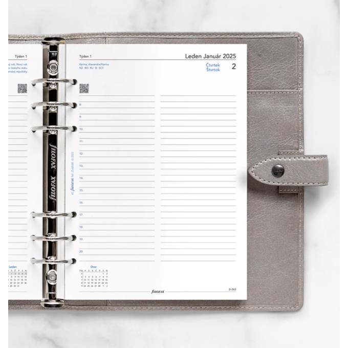 Filofax A5 kalendář 2025 ČJ+SJ den/1 stránka
